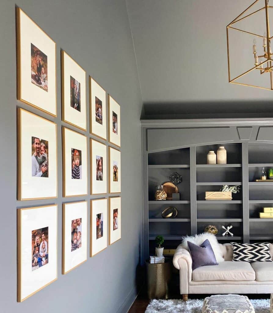 Sherwin Williams Peppercorn Living Room Gallery Wall - Soul & Lane