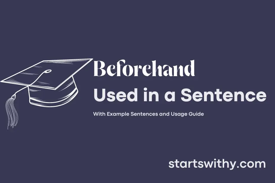 BEFOREHAND In A Sentence Examples: 21 Ways To Use Beforehand
