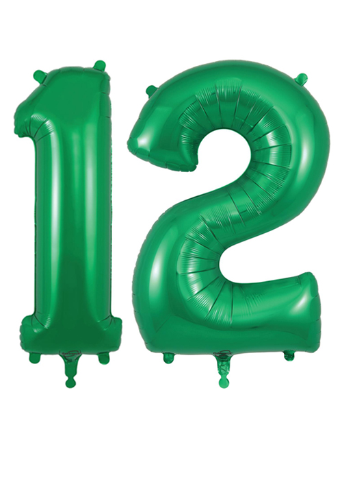 Large Green 12th Birthday Large Number Balloons On Weights
