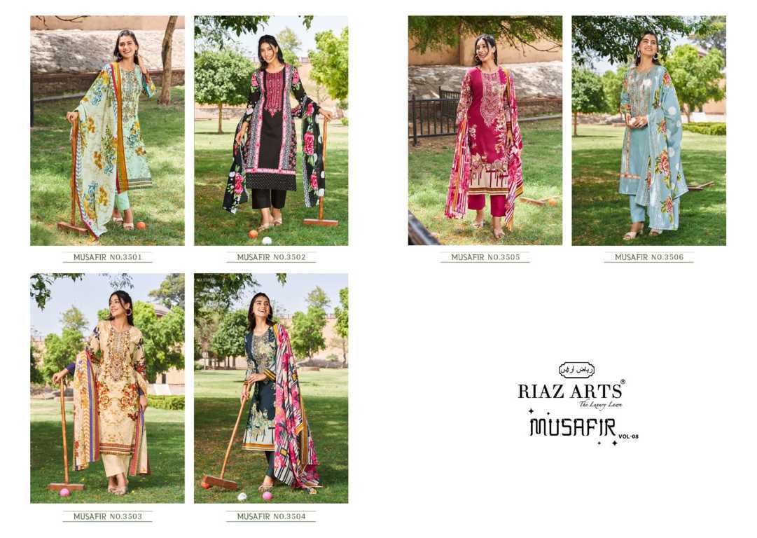 Riaz Arts Musafir Vol 8 By Mumtaz Arts Lawn Salwar Suit Catalog 6 Pcs - Suratfabric.com