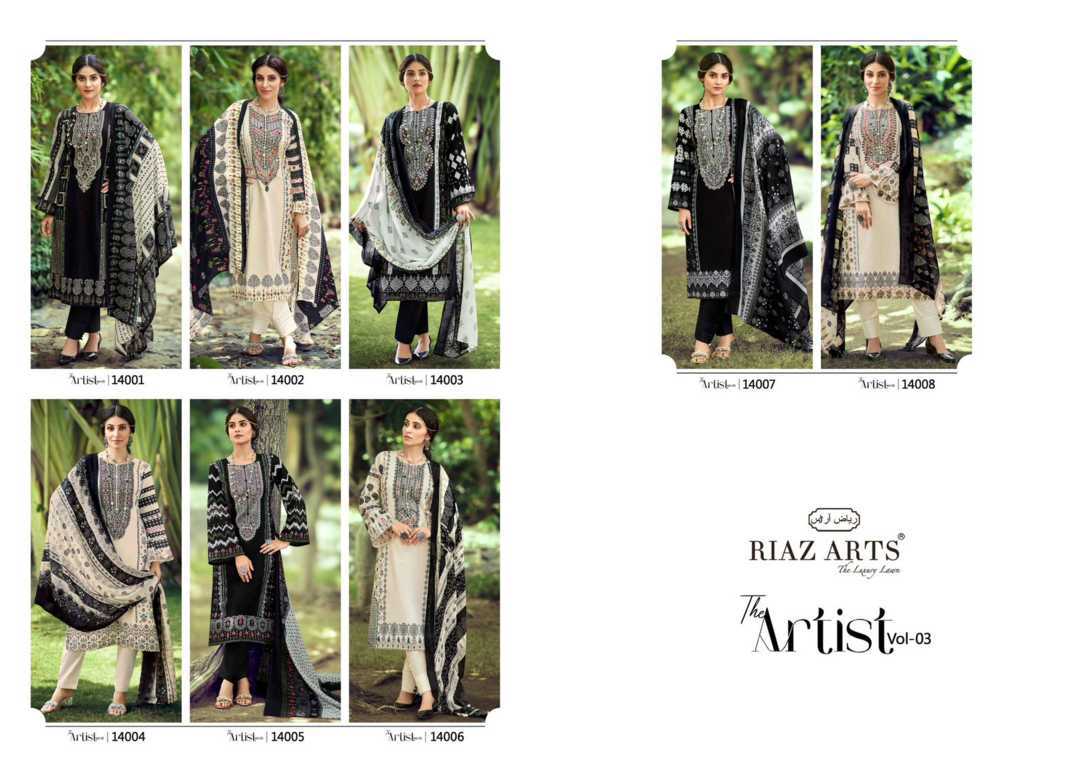 Riaz Arts The Artist Vol 3 By Mumtaz Arts Lawn Salwar Suit Catalog 8 Pcs - Suratfabric.com