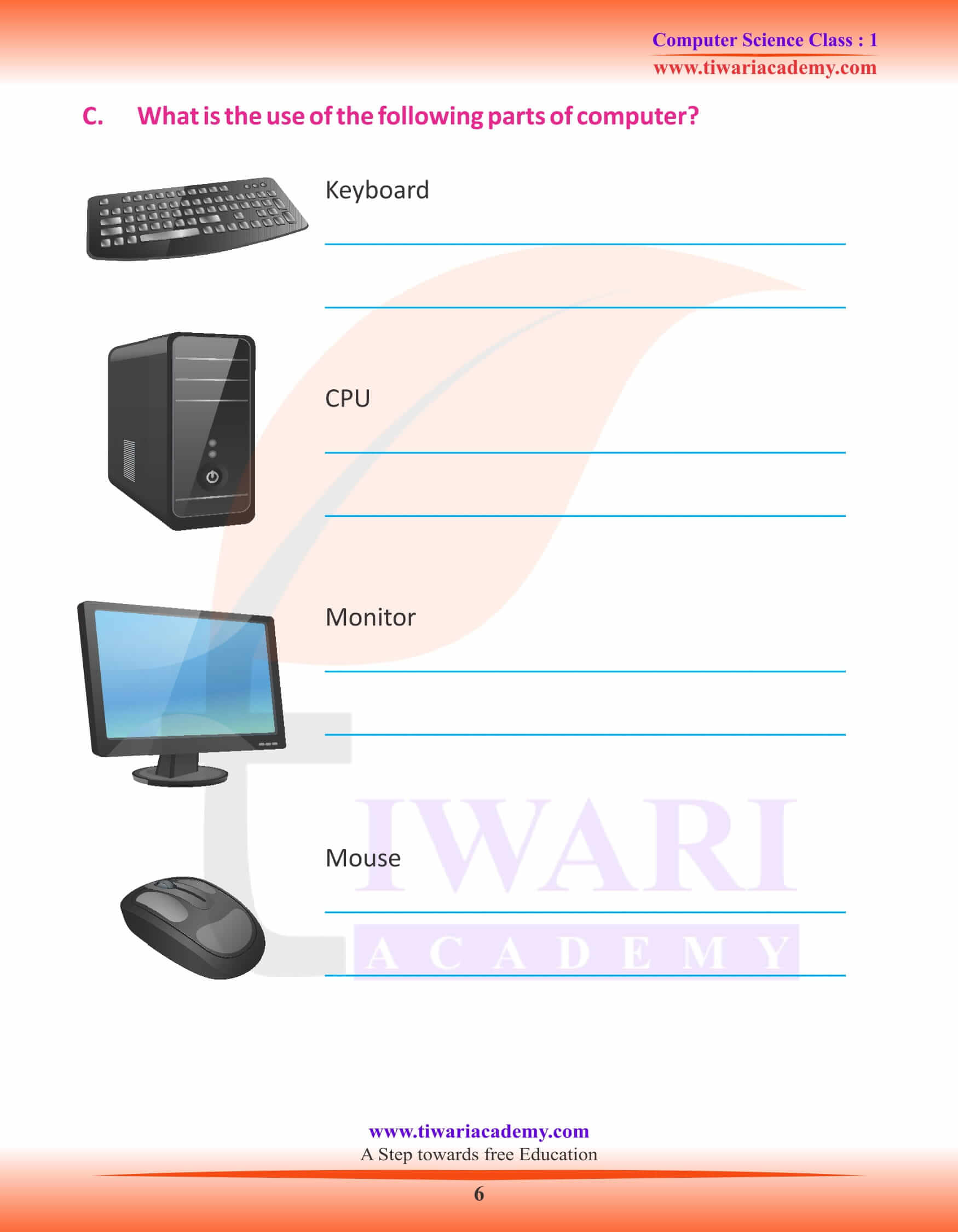 Parts Of The Computer Worksheets