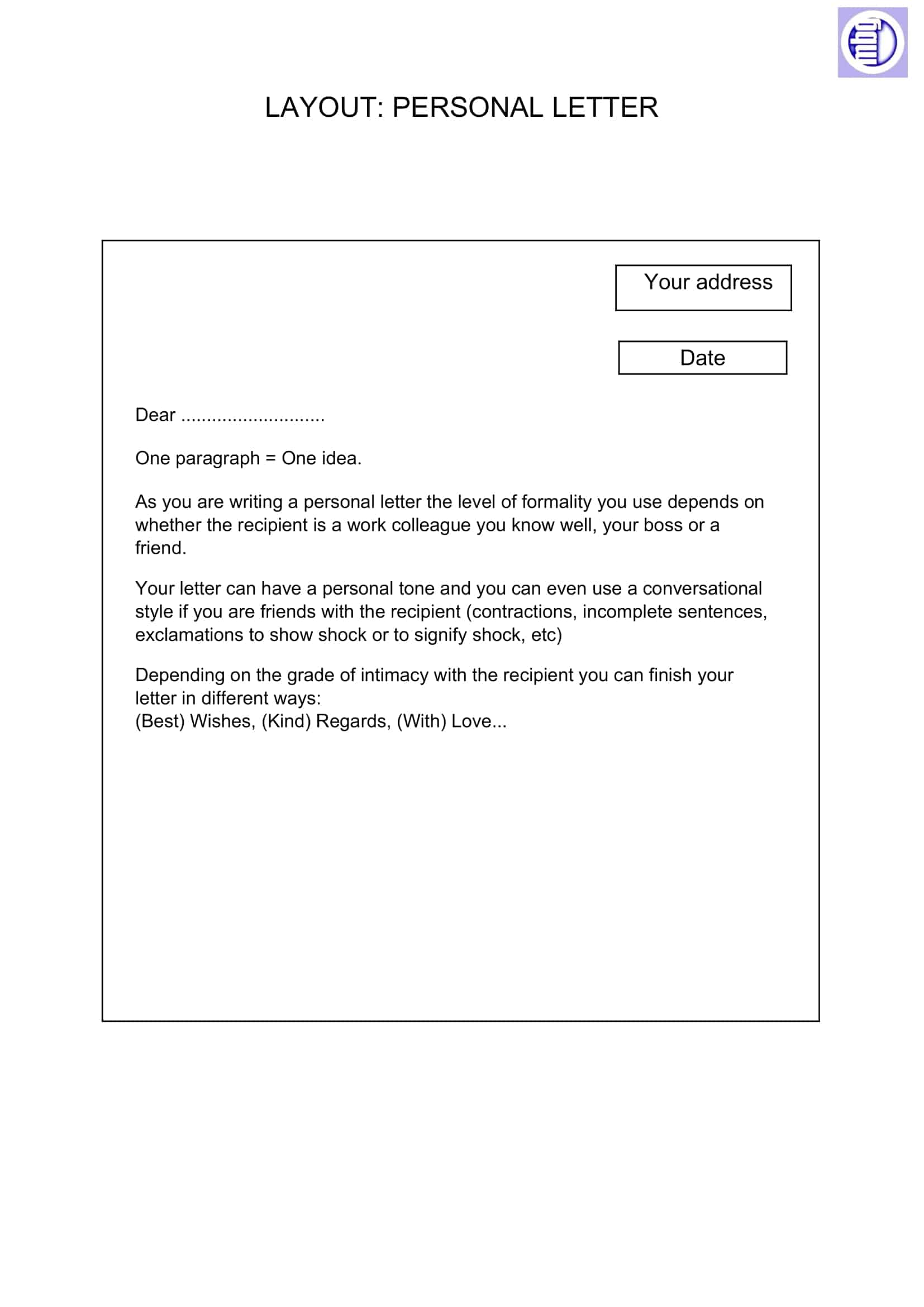 Personal Letter Template Word - Prntbl.concejomunicipaldechinu.gov.co
